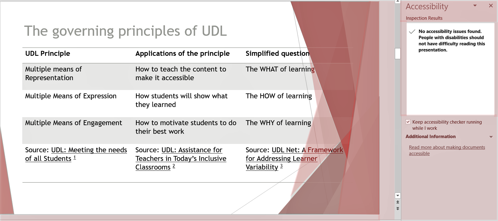 Screenshot of UDL presentation